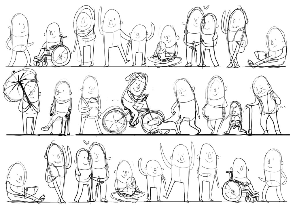 Diversität in Figuren Skizze